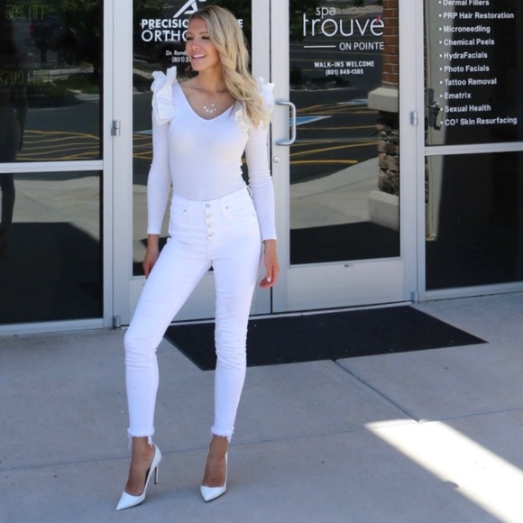 SHEIN Tops - White ribbed bodysuit SHEIN Tops - White ribbed bodysuit